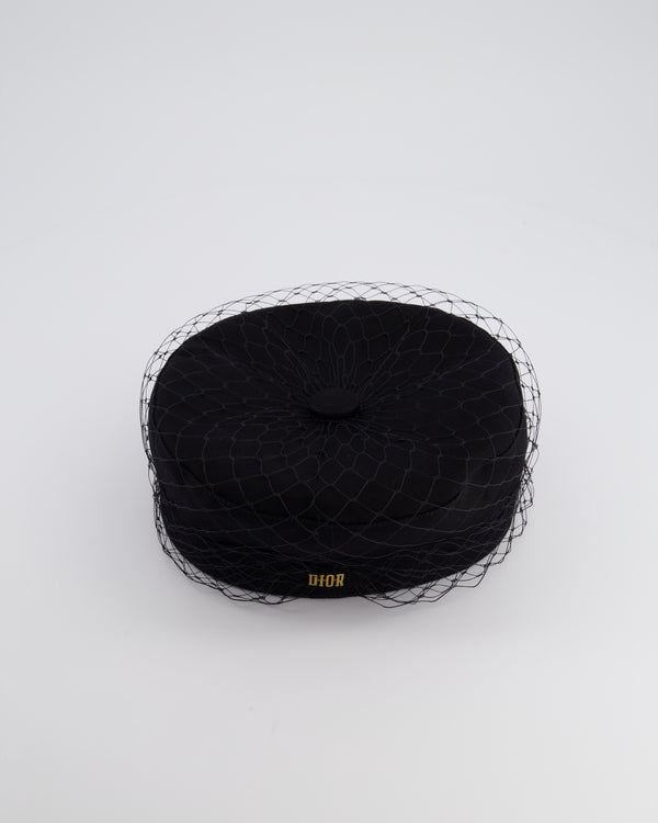 Christian Dior Black Dior Arty Cap with Veil Size 58 RRP £560