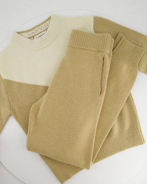 Lanvin Beige and Cream Knit Jumper and Trousers Set Size 2XS