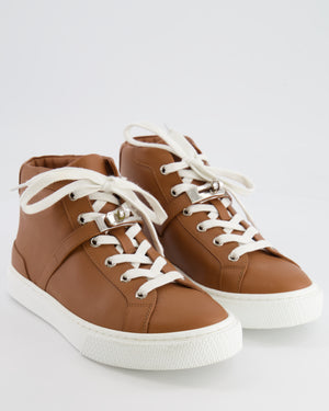 Hermès Brown Daydream Leather Trainers with Palladium Kelly Buckle Details Size EU 37 RRP £1,160