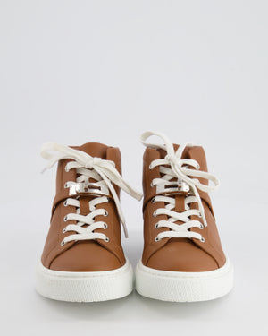 Hermès Brown Daydream Leather Trainers with Palladium Kelly Buckle Details Size EU 37 RRP £1,160