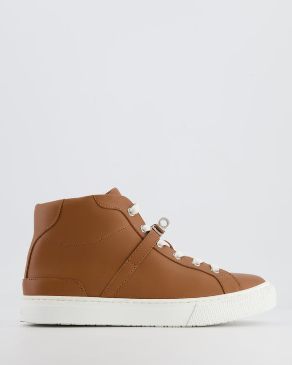 Hermès Brown Daydream Leather Trainers with Palladium Kelly Buckle Details Size EU 37 RRP £1,160