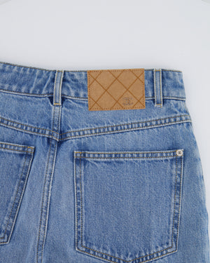 Chanel Blue Flared Jeans with Crystal CC Logo Detail Size FR 34 (UK 6)