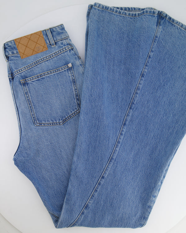 Chanel Blue Flared Jeans with Crystal CC Logo Detail Size FR 34 (UK 6)