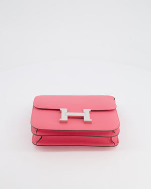 Hermès Mini Constance 18cm Bag in Rose Azalee Evercolor Leather with Palladium Hardware