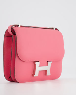 Hermès Mini Constance 18cm Bag in Rose Azalee Evercolor Leather with Palladium Hardware