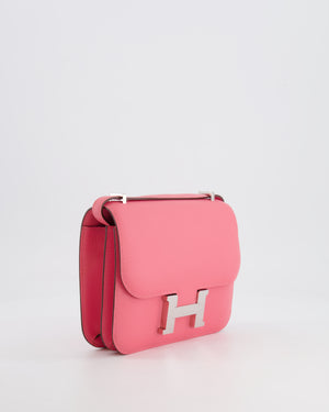 Hermès Mini Constance 18cm Bag in Rose Azalee Evercolor Leather with Palladium Hardware