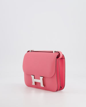 Hermès Mini Constance 18cm Bag in Rose Azalee Evercolor Leather with Palladium Hardware