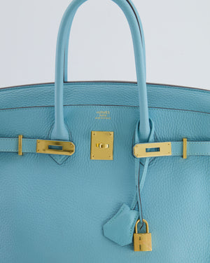 Hermès Birkin 35cm Bag in Bleu Atoll Clemence Leather with Gold Hardware