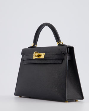 *SUPER RARE* Hermès Mini Kelly Bag II Sellier 20cm in Noir Epsom Leather with Gold Hardware