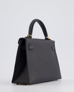 *SUPER RARE* Hermès Mini Kelly Bag II Sellier 20cm in Noir Epsom Leather with Gold Hardware