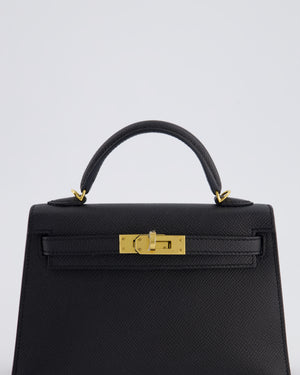 *SUPER RARE* Hermès Mini Kelly Bag II Sellier 20cm in Noir Epsom Leather with Gold Hardware