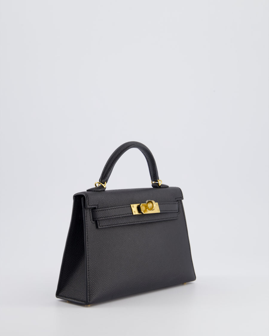 *SUPER RARE* Hermès Mini Kelly Bag II Sellier 20cm in Noir Epsom Leather with Gold Hardware