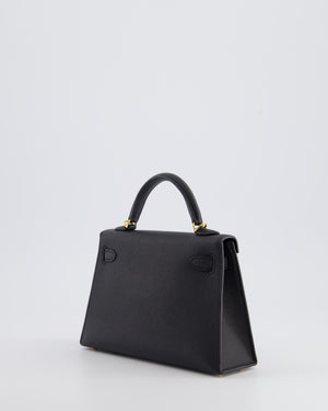 *SUPER RARE* Hermès Mini Kelly Bag II Sellier 20cm in Noir Epsom Leather with Gold Hardware