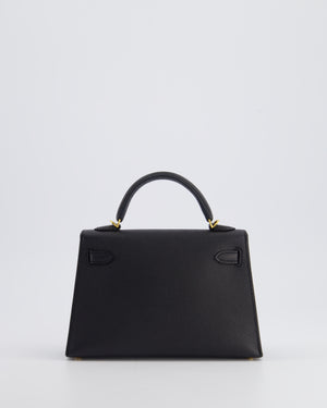 *SUPER RARE* Hermès Mini Kelly Bag II Sellier 20cm in Noir Epsom Leather with Gold Hardware