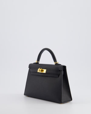 *SUPER RARE* Hermès Mini Kelly Bag II Sellier 20cm in Noir Epsom Leather with Gold Hardware