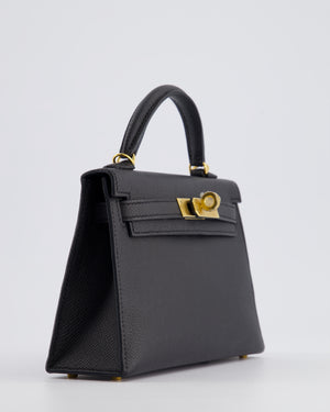 *SUPER RARE* Hermès Mini Kelly Bag II Sellier 20cm in Noir Epsom Leather with Gold Hardware