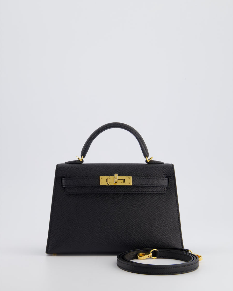 *SUPER RARE* Hermès Mini Kelly Bag II Sellier 20cm in Noir Epsom Leather with Gold Hardware