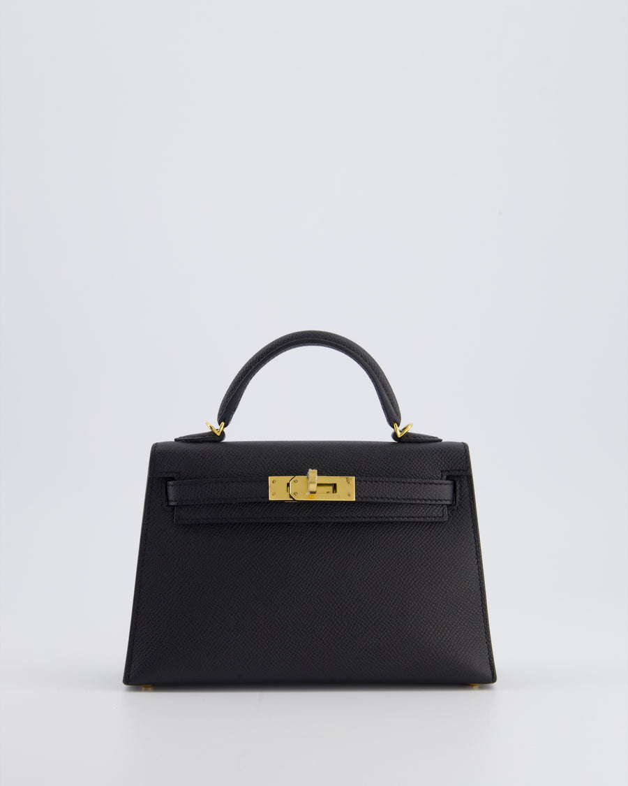 *SUPER RARE* Hermès Mini Kelly Bag II Sellier 20cm in Noir Epsom Leather with Gold Hardware