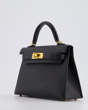 *SUPER RARE* Hermès Mini Kelly Bag II Sellier 20cm in Noir Epsom Leather with Gold & Hardware