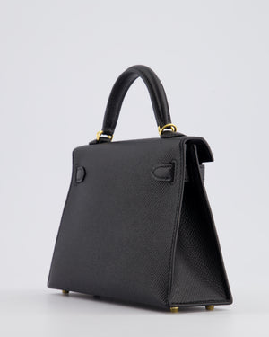 *SUPER RARE* Hermès Mini Kelly Bag II Sellier 20cm in Noir Epsom Leather with Gold & Hardware