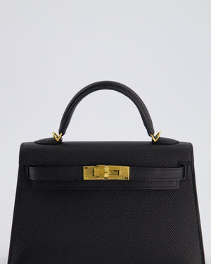 *SUPER RARE* Hermès Mini Kelly Bag II Sellier 20cm in Noir Epsom Leather with Gold & Hardware