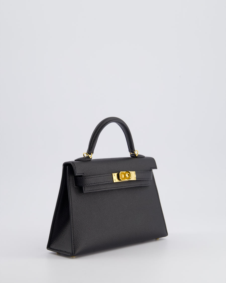 *SUPER RARE* Hermès Mini Kelly Bag II Sellier 20cm in Noir Epsom Leather with Gold & Hardware