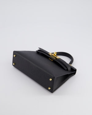 *SUPER RARE* Hermès Mini Kelly Bag II Sellier 20cm in Noir Epsom Leather with Gold & Hardware