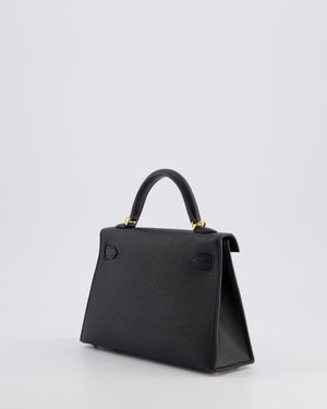 *SUPER RARE* Hermès Mini Kelly Bag II Sellier 20cm in Noir Epsom Leather with Gold & Hardware