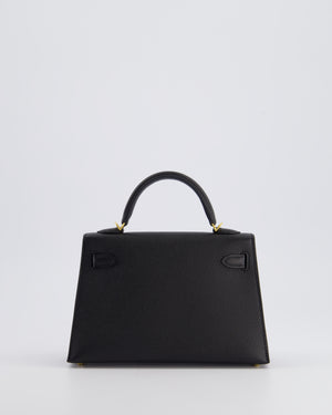 *SUPER RARE* Hermès Mini Kelly Bag II Sellier 20cm in Noir Epsom Leather with Gold & Hardware