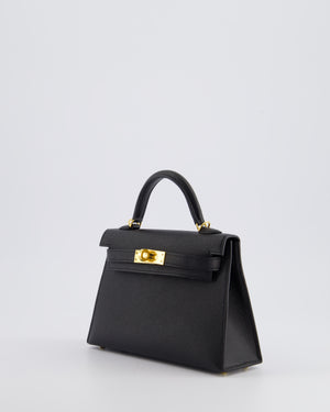 *SUPER RARE* Hermès Mini Kelly Bag II Sellier 20cm in Noir Epsom Leather with Gold & Hardware