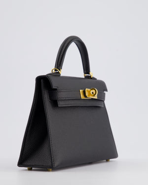 *SUPER RARE* Hermès Mini Kelly Bag II Sellier 20cm in Noir Epsom Leather with Gold & Hardware