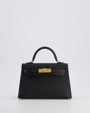 *SUPER RARE* Hermès Mini Kelly Bag II Sellier 20cm in Noir Epsom Leather with Gold & Hardware