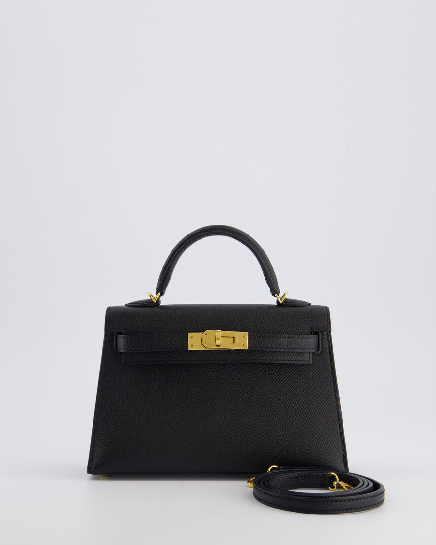 *SUPER RARE* Hermès Mini Kelly Bag II Sellier 20cm in Noir Epsom Leather with Gold & Hardware