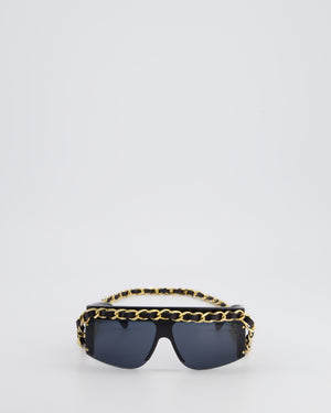 Chanel Vintage Black Chain Sunglasses with Gold Hardware