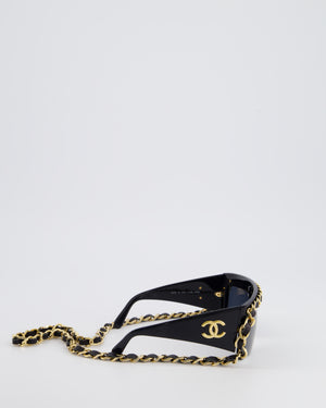 Chanel Vintage Black Chain Sunglasses with Gold Hardware