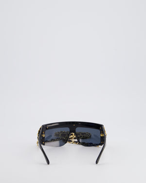 Chanel Vintage Black Chain Sunglasses with Gold Hardware