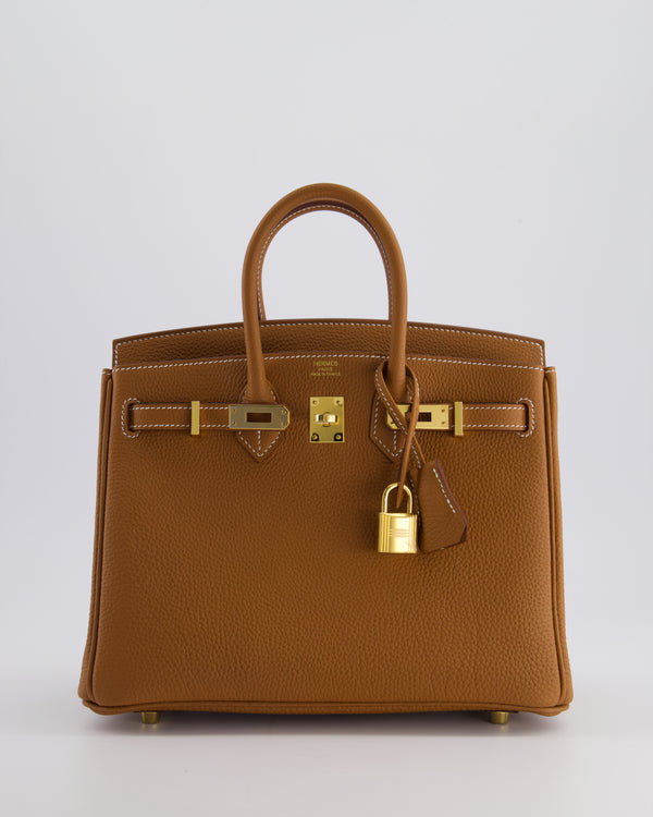 *RARE* Hermès Birkin 25cm Retourne Bag in Gold Togo Leather with Gold Hardware