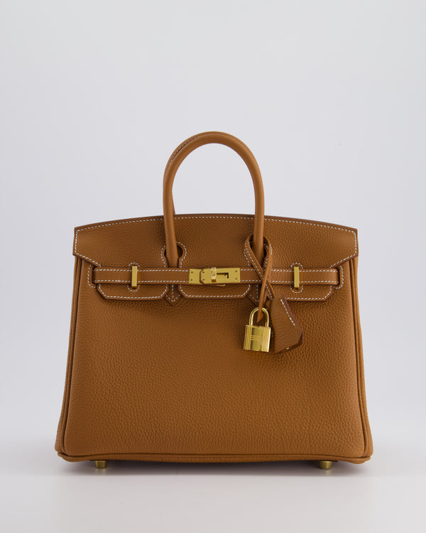 *RARE* Hermès Birkin 25cm Retourne Bag in Gold Togo Leather with Gold Hardware