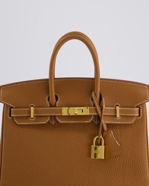 *RARE* Hermès Birkin 25cm Retourne Bag in Gold Togo Leather with Gold Hardware