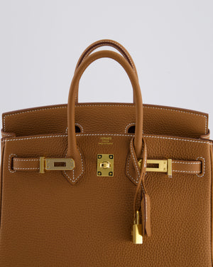 *RARE* Hermès Birkin 25cm Retourne Bag in Gold Togo Leather with Gold Hardware