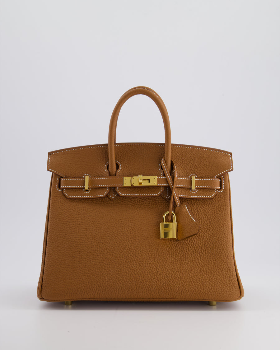 *RARE* Hermès Birkin 25cm Retourne Bag in Gold Togo Leather with Gold Hardware