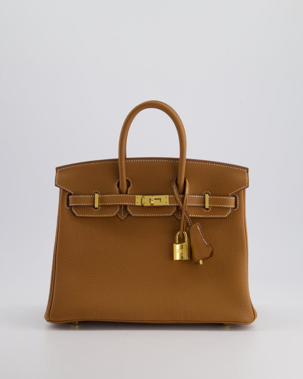 *RARE* Hermès Birkin 25cm Retourne Bag in Gold Togo Leather with Gold Hardware