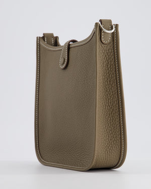 *HOT* Hermès Mini Evelyne Bag in Etoupe Clemence Leather with Palladium Hardware