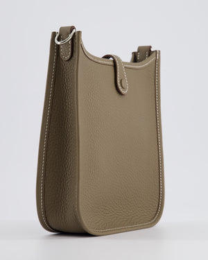 *HOT* Hermès Mini Evelyne Bag in Etoupe Clemence Leather with Palladium Hardware