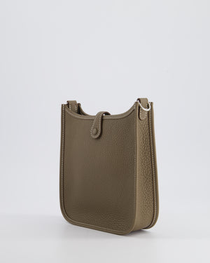 *HOT* Hermès Mini Evelyne Bag in Etoupe Clemence Leather with Palladium Hardware