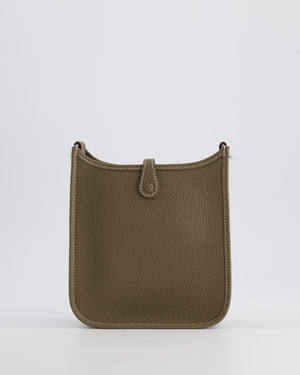 *HOT* Hermès Mini Evelyne Bag in Etoupe Clemence Leather with Palladium Hardware