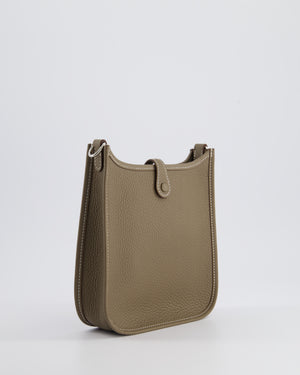 *HOT* Hermès Mini Evelyne Bag in Etoupe Clemence Leather with Palladium Hardware