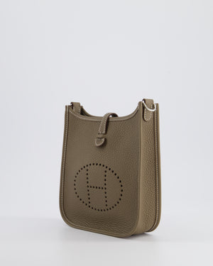 *HOT* Hermès Mini Evelyne Bag in Etoupe Clemence Leather with Palladium Hardware