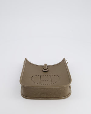 *HOT* Hermès Mini Evelyne Bag in Etoupe Clemence Leather with Palladium Hardware