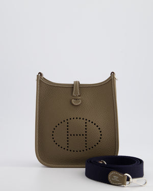 *HOT* Hermès Mini Evelyne Bag in Etoupe Clemence Leather with Palladium Hardware